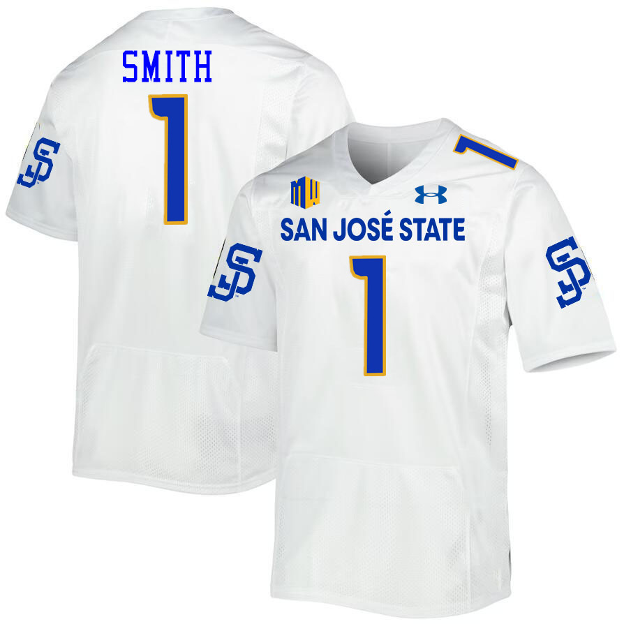 #1 Leland Smith SJSU Jersey,San Jose State Spartans Football Jersey College Uniforms-White